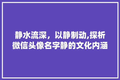 静水流深,以静制动,探析微信头像名字静的文化内涵_微信头像名字静字的意思