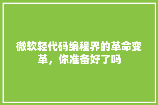 微软轻代码编程界的革命变革，你准备好了吗