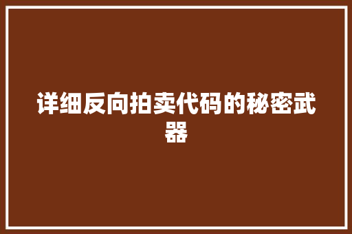 详细反向拍卖代码的秘密武器